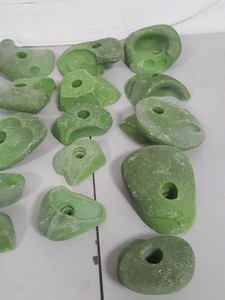 Thumbnail image of Lot of 25 Green Bouldering / Rock Climbing Grips Hand / Foot - With Bolts