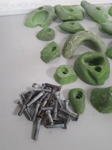 Thumbnail image of Lot of 25 Green Bouldering / Rock Climbing Grips Hand / Foot - With Bolts