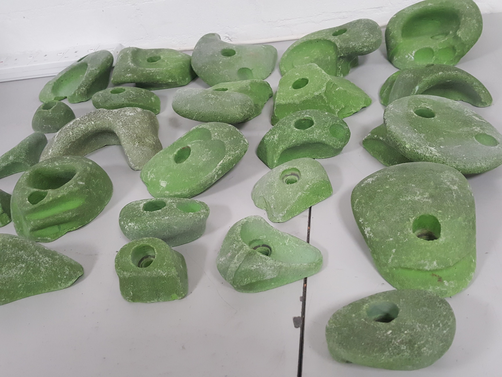 Image of Lot of 25 Green Bouldering / Rock Climbing Grips Hand / Foot - With Bolts