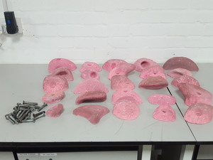 Thumbnail image of Lot of 25 Pink Bouldering / Rock Climbing Grips Hand / Foot - With Bolts