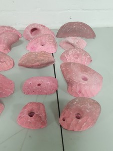 Thumbnail image of Lot of 25 Pink Bouldering / Rock Climbing Grips Hand / Foot - With Bolts