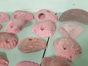 Thumbnail image of Lot of 25 Pink Bouldering / Rock Climbing Grips Hand / Foot - With Bolts