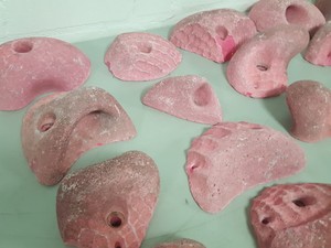 Thumbnail image of Lot of 25 Pink Bouldering / Rock Climbing Grips Hand / Foot - With Bolts
