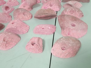 Thumbnail image of Lot of 25 Pink Bouldering / Rock Climbing Grips Hand / Foot - With Bolts