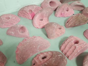Thumbnail image of Lot of 25 Pink Bouldering / Rock Climbing Grips Hand / Foot - With Bolts