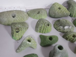 Thumbnail image of Lot of 25 Green Bouldering / Rock Climbing Grips Hand / Foot - With Bolts