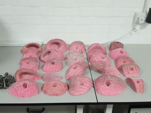 Thumbnail image of Lot of 25 Pink Bouldering / Rock Climbing Grips Hand / Foot - With Bolts
