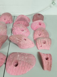 Thumbnail image of Lot of 25 Pink Bouldering / Rock Climbing Grips Hand / Foot - With Bolts