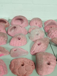 Thumbnail image of Lot of 25 Pink Bouldering / Rock Climbing Grips Hand / Foot - With Bolts