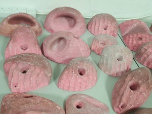 Thumbnail image of Lot of 25 Pink Bouldering / Rock Climbing Grips Hand / Foot - With Bolts