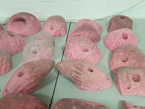 Thumbnail image of Lot of 25 Pink Bouldering / Rock Climbing Grips Hand / Foot - With Bolts