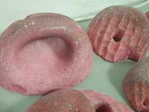 Thumbnail image of Lot of 25 Pink Bouldering / Rock Climbing Grips Hand / Foot - With Bolts