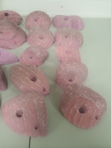 Thumbnail image of Lot of 25 Pink Bouldering / Rock Climbing Grips Hand / Foot - With Bolts