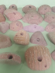 Thumbnail image of Lot of 25 Pink Bouldering / Rock Climbing Grips Hand / Foot - With Bolts