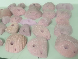 Thumbnail image of Lot of 25 Pink Bouldering / Rock Climbing Grips Hand / Foot - With Bolts