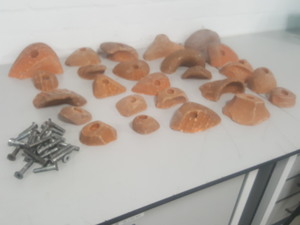 Thumbnail image of Lot of 25 Orange Bouldering / Rock Climbing Grips Hand / Foot - With Bolts
