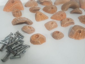 Thumbnail image of Lot of 25 Orange Bouldering / Rock Climbing Grips Hand / Foot - With Bolts