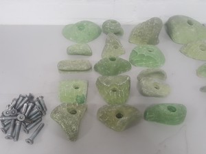 Thumbnail image of Lot of 25 Green Bouldering / Rock Climbing Grips Hand / Foot - With Bolts