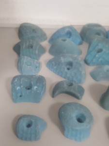 Thumbnail image of Lot of 24 Blue Bouldering / Rock Climbing Grips Hand / Foot - With Bolts