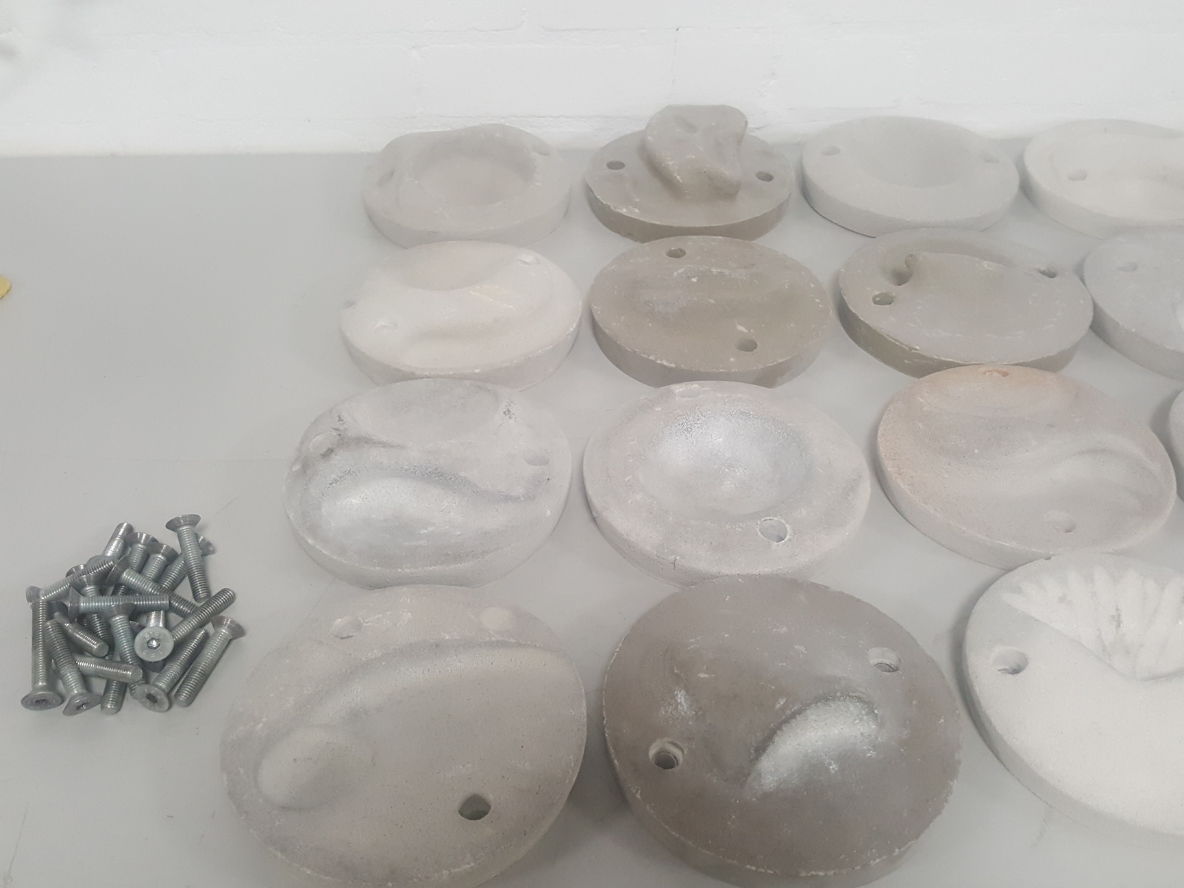 Image of Lot of 20 Grey Bouldering / Rock Climbing Grips Hand / Foot - With Bolts