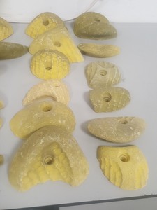Thumbnail image of Lot of 24 Yellow Bouldering / Rock Climbing Grips Hand / Foot - With Bolts