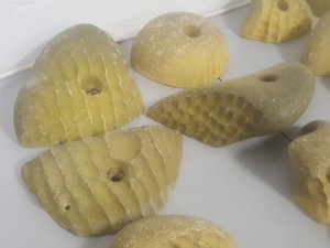 Thumbnail image of Lot of 24 Yellow Bouldering / Rock Climbing Grips Hand / Foot - With Bolts