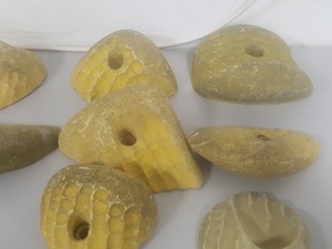 Thumbnail image of Lot of 24 Yellow Bouldering / Rock Climbing Grips Hand / Foot - With Bolts
