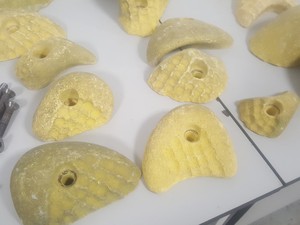Thumbnail image of Lot of 24 Yellow Bouldering / Rock Climbing Grips Hand / Foot - With Bolts