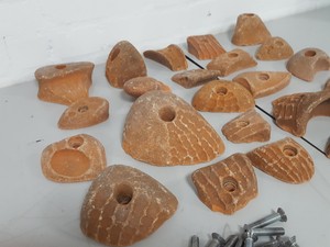 Thumbnail image of Lot of 25 Orange Bouldering / Rock Climbing Grips Hand / Foot - With Bolts