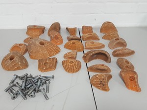 Thumbnail image of Lot of 25 Orange Bouldering / Rock Climbing Grips Hand / Foot - With Bolts