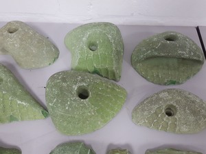 Thumbnail image of Lot of 25 Green Bouldering / Rock Climbing Grips Hand / Foot - With Bolts