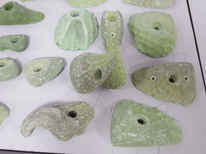 Thumbnail image of Lot of 25 Green Bouldering / Rock Climbing Grips Hand / Foot - With Bolts