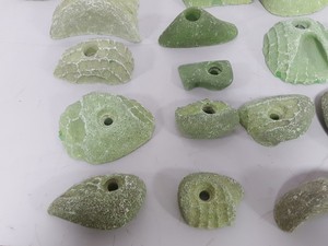 Thumbnail image of Lot of 25 Green Bouldering / Rock Climbing Grips Hand / Foot - With Bolts