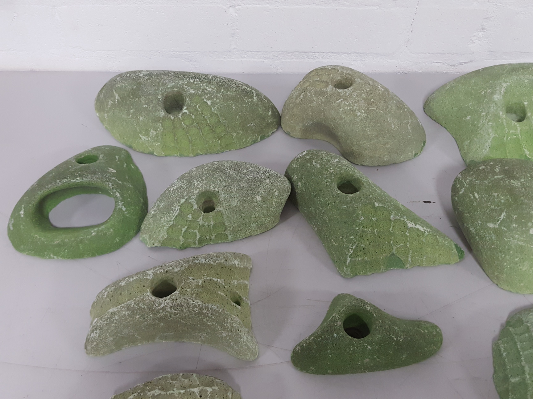 Image of Lot of 25 Green Bouldering / Rock Climbing Grips Hand / Foot - With Bolts