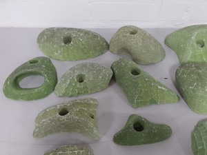 Thumbnail image of Lot of 25 Green Bouldering / Rock Climbing Grips Hand / Foot - With Bolts