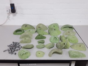 Thumbnail image of Lot of 25 Green Bouldering / Rock Climbing Grips Hand / Foot - With Bolts