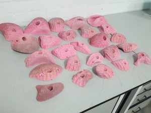 Thumbnail image of Lot of 25 Pink Bouldering / Rock Climbing Grips Hand / Foot - No Bolts