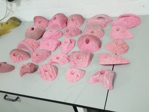 Thumbnail image of Lot of 25 Pink Bouldering / Rock Climbing Grips Hand / Foot - No Bolts