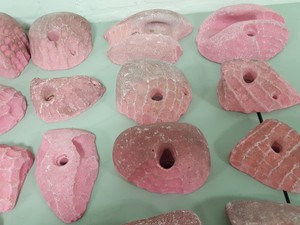 Thumbnail image of Lot of 25 Pink Bouldering / Rock Climbing Grips Hand / Foot - No Bolts