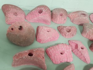 Thumbnail image of Lot of 25 Pink Bouldering / Rock Climbing Grips Hand / Foot - No Bolts