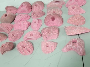 Thumbnail image of Lot of 25 Pink Bouldering / Rock Climbing Grips Hand / Foot - No Bolts