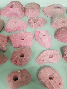 Thumbnail image of Lot of 25 Pink Bouldering / Rock Climbing Grips Hand / Foot - No Bolts