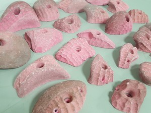 Thumbnail image of Lot of 25 Pink Bouldering / Rock Climbing Grips Hand / Foot - No Bolts