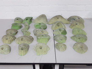 Thumbnail image of Lot of 25 Green Bouldering / Rock Climbing Grips Hand / Foot - No Bolts
