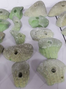 Thumbnail image of Lot of 25 Green Bouldering / Rock Climbing Grips Hand / Foot - No Bolts