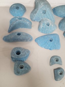 Thumbnail image of Lot of 25 Blue Bouldering / Rock Climbing Grips Hand / Foot - No Bolts