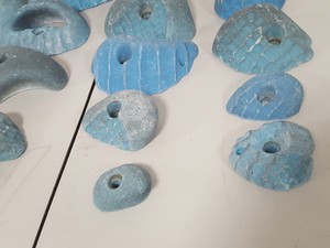 Thumbnail image of Lot of 25 Blue Bouldering / Rock Climbing Grips Hand / Foot - No Bolts