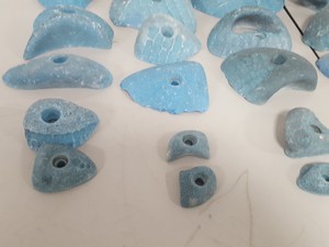 Thumbnail image of Lot of 25 Blue Bouldering / Rock Climbing Grips Hand / Foot - No Bolts