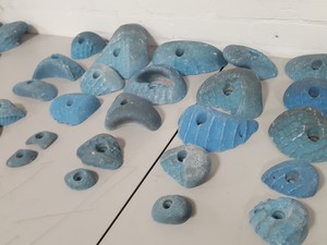 Thumbnail image of Lot of 25 Blue Bouldering / Rock Climbing Grips Hand / Foot - No Bolts