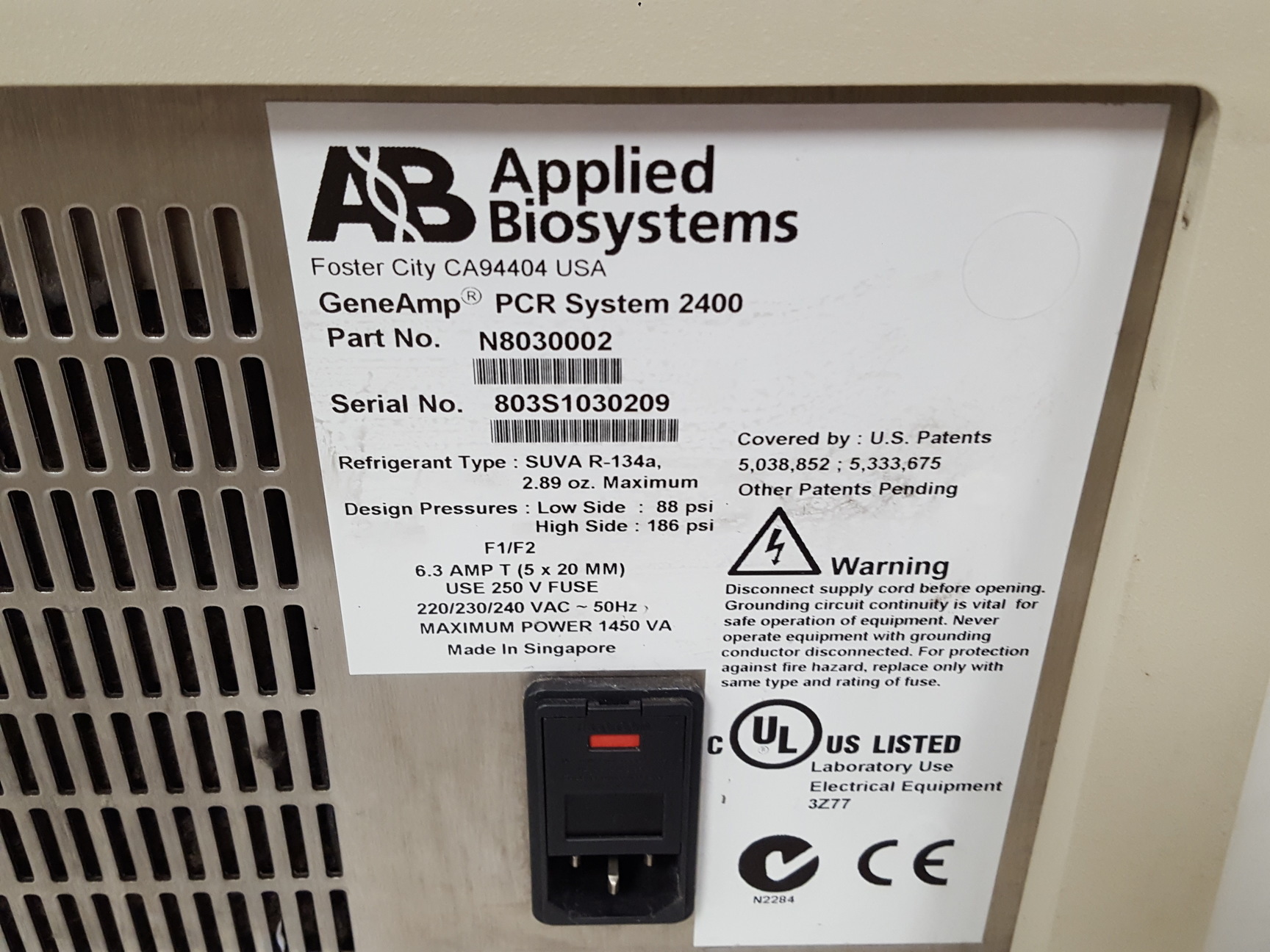 Image of Applied Biosystems GeneAmp PCR System 2400 Thermal Cycler PCR DNA Lab